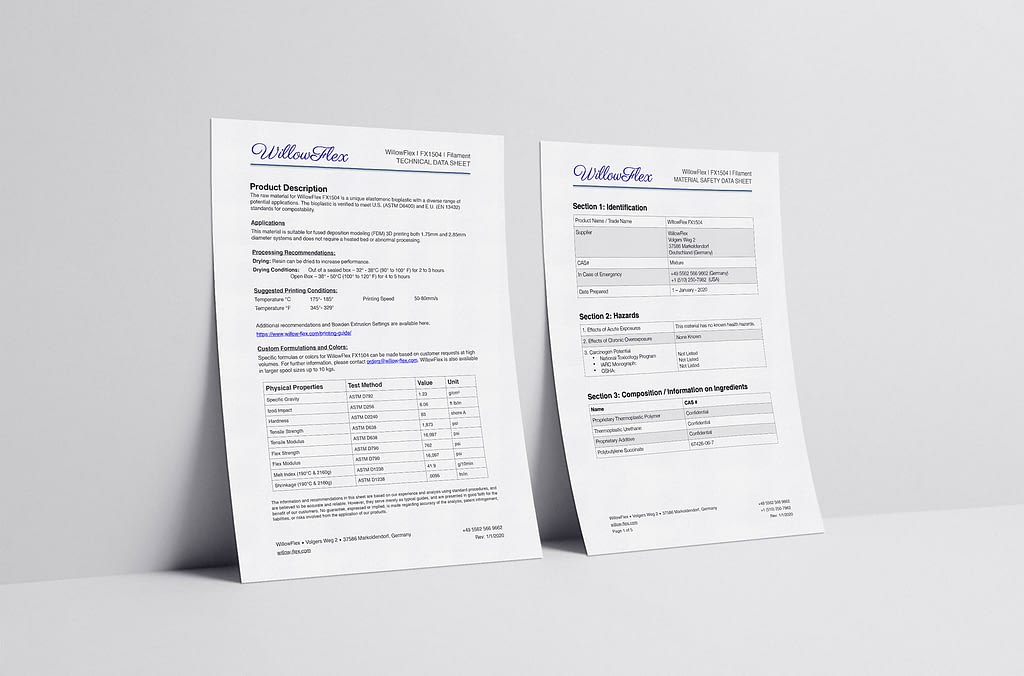 Technical Specifications Sheets for WillowFlex
